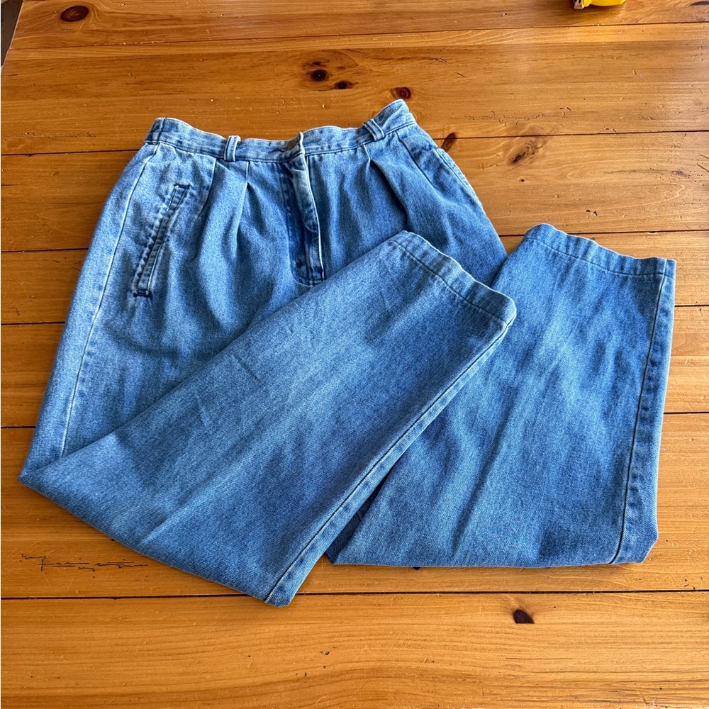 Susan Bristol 80s High Waisted Pleated Balloon Style Denim Mom Jeans Vintage 8 - Picture 2 of 15